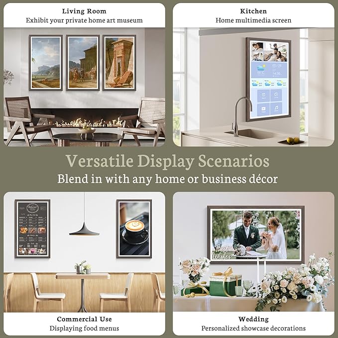 BSIMB Large Digital Picture Frame 27 Inch, 1920x1080 FHD WiFi Digital Photo Frame Electronic 32GB, Wall Mount Included, Share Pictures/Videos via App Easy Setup Gifts for Mom(Non-Touch), Dark Wood