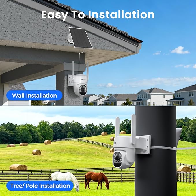 xmartO 100% Wire-Free Solar PTZ Home Security Camera System Wireless, 10-Set 2K 4MP QHD CCTV Camera Kit with 4K 10CH Expandable WiFi NVR and Past 90-Day Video Storage, All-Weather Solar Charge