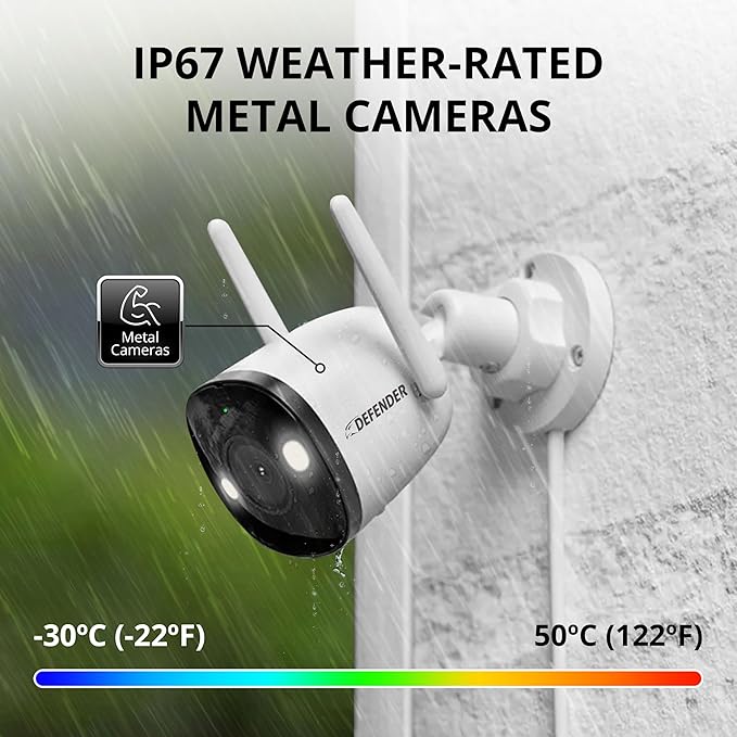 Defender AI Powered 4K Guard Pro 8MP WiFi 6, Plug-in Power Wireless Security Camera Outdoor, with Smart AI Human Detection, Bluetooth, Two-Way Talk, Works w/Guard App, 2 Pack