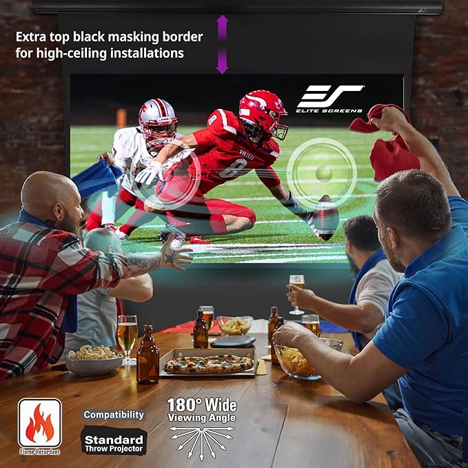 Elite Screens Saker Tab-Tension AcousticPro UHD Series, 110-INCH Diagonal 16:9, 4K/8K Ultra HD Electric Sound Transparent Perforated Weave Drop Down Front Projector Screen, SKT110UH2-E24-AUHD