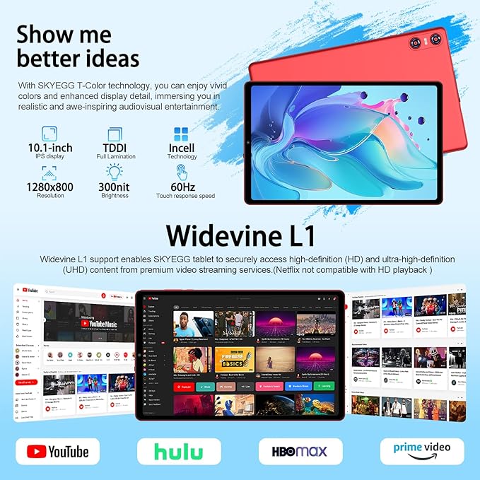 2025 Android 15 Tablet with Keyboard, 10.1 Inch Tablets FHD Display 30GB RAM 64GB ROM 1TB Expand, Octa-Core 2.0GHz, Widevine L1, 6000mAh Battery, 5G WiFi & GPS, Gemini AI, 2-in-1 Tableta PC - Red