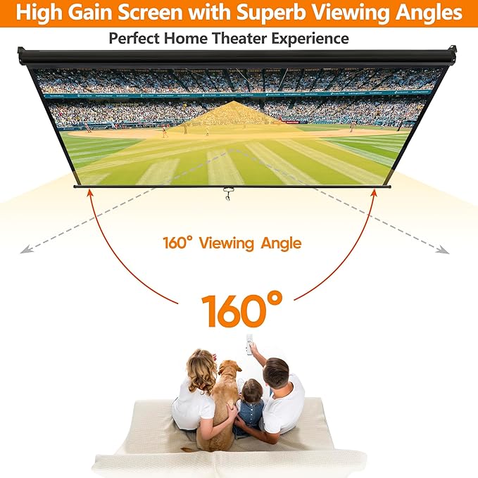 SUPER DEAL 72'' 4:3 HD Projection Screen Foldable Anti-Crease Portable Projector Movie Screen Manual Pull Down for Home Theater Presentation Education Outdoor Indoor Public Display, Black