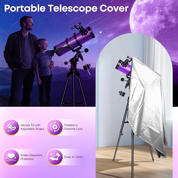 Telescope, 150EQ Newtonian Reflector Telescope for Adults & Beginners, Professional Telescopes for Adults High Powered Astronomy with Equatorial Mount, Phone Mount, Dust Cover & Carrying Bag