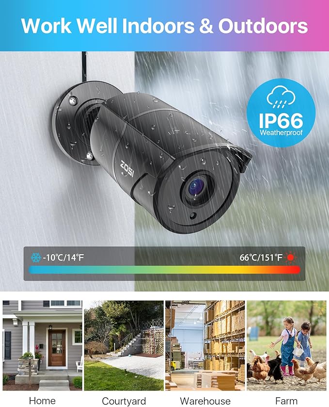 ZOSI 4 Pack 1080p Home Security Cameras with Audio Recording,Built-in Microphone,2MP 1920TVL HD-TVI Outdoor Indoor CCTV Cameras with 120ft IR Night Vision Weatherproof Surveillance Bullet Camera