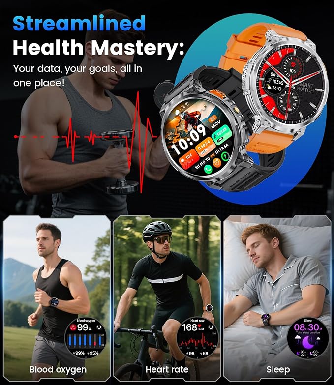LIGE Smart Watches for Men with 730mAh Battery, 1.85" HD Smart Watch with Flashlight/Make/Answer Call/120+Sports Mode Fitness Tracker/Sleep Monitoring, iOS Android Waterproof Military SmartWatches