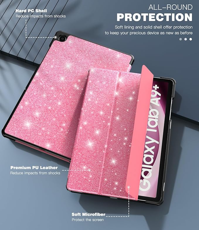 TiMOVO Case for Samsung Galaxy Tab A9+/A9 Plus 11 Inch 2023 SM-X210/X216/X218, Slim Lightweight Stand Hard Back Shell Protective Cover, Auto Wake/Sleep, Glitter Watermelon Red