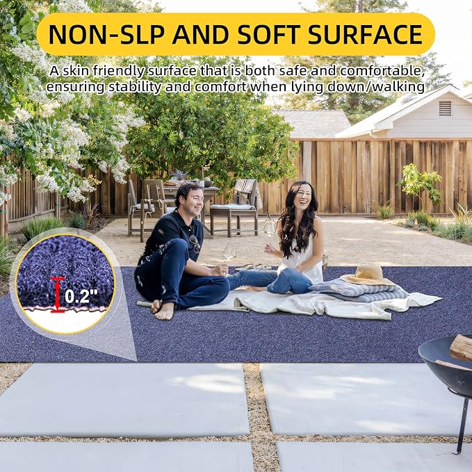 Marine Carpet,5 FT x 20 FT Deep Blue Indoor Outdoor Rug 0.2" Thick Boat Carpeting with Water-Proof TPE Backing, Non-Slip Outdoor Marine Carpet Roll for Home, Patio, Porch, Deck