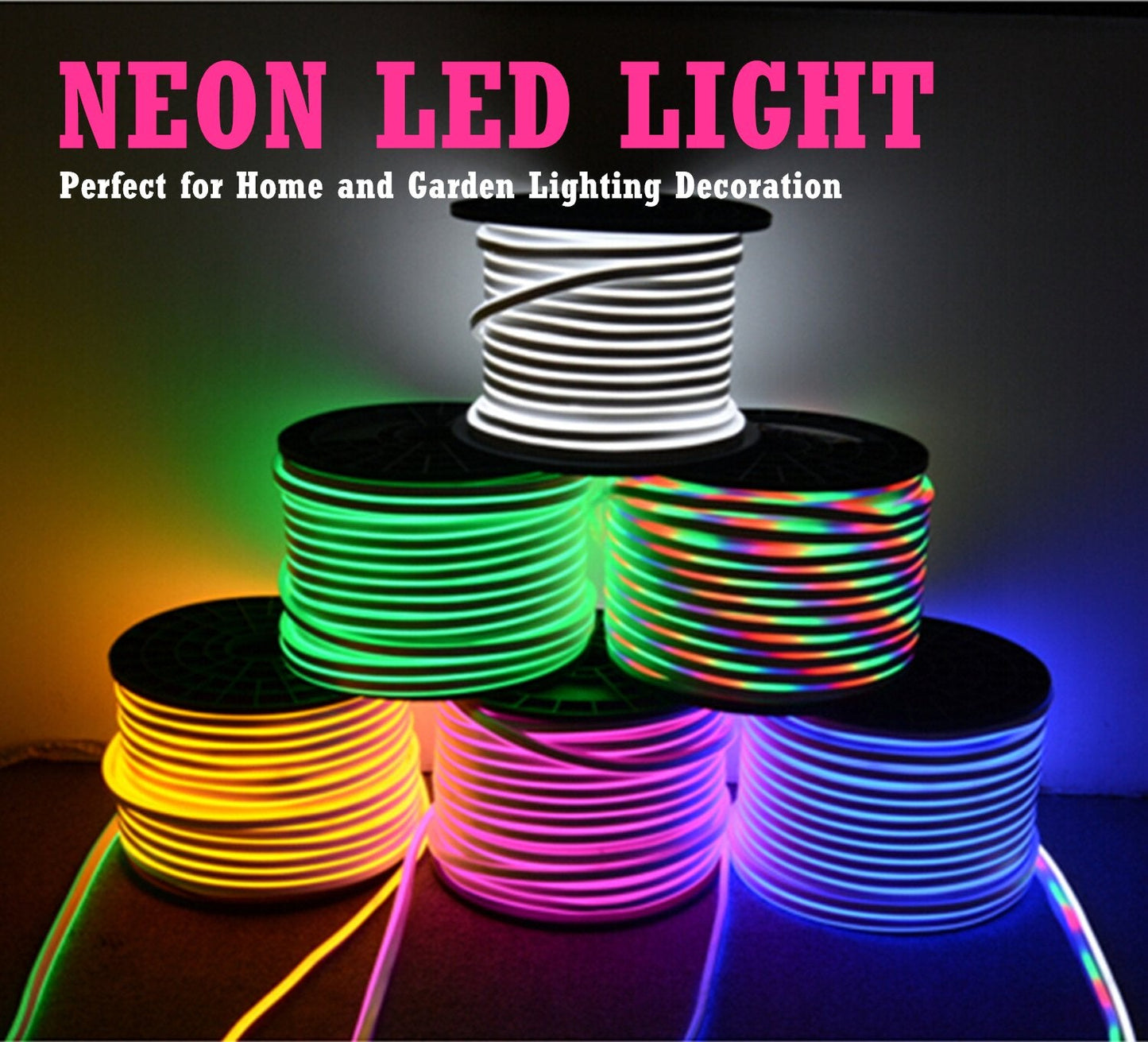 IEKOV LED Neon Light Strip, Dimmable, Waterproof, 10m/32.8ft, Green, Model NEON LIGHT-G-10M, 120 LEDs/M