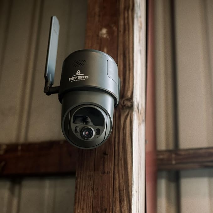 TACTACAM – Defend 360 Cellular Security Camera, 4K Photos, 1080p Video, Solar + Rechargeable Battery, 360° Pan/Tilt/Zoom, LTE Cellular, Motion Alerts, Weather Resistant