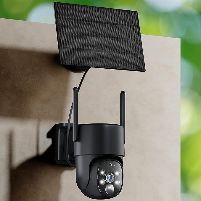4G LTE Outdoor Security Camera, 2K PTZ Solar Powered Surveillance Cam with SIM Card, PIR+Smart Motion Tracking, 360° Pan Tilt, Night Vision, Two-Way Audio, IP65 for Home/Jobsite/Farm