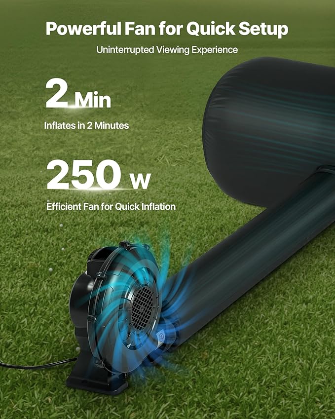 VEVOR 20FT Inflatable Projector Screen, Inflatable Movie Screen Outdoor with 250W Air Blower Projector Screen Oxford Fabric Material Blow Up Screen for Outdoor Backyard, Home Theater, Theme Party