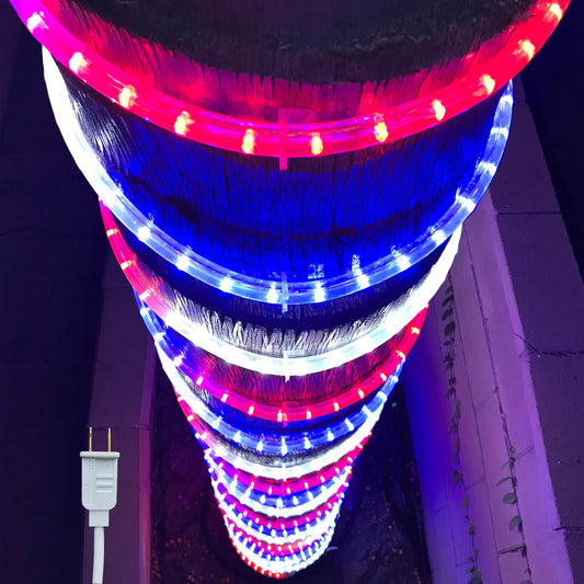 Russell Decor Patriotic Rope Lights, 30 Feet, Red White Blue, Plastic, Model RDROPERWB30, Ideal for Independence Day, Memorial Day, Veterans Day