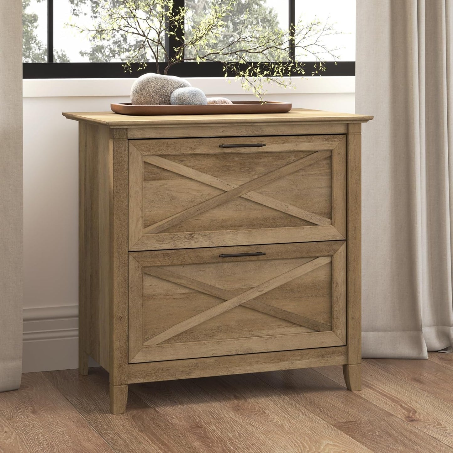 Bush Furniture Key West Lateral File Cabinet, Modern Farmhouse 2 Drawer File Cabinet for Home Office