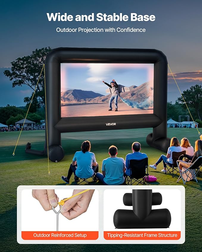 VEVOR 16FT Inflatable Movie Screen Outdoor, Inflatable Projector Screen with Portable Storage Bag, 16:9 Easy Set Up Movie Projection for Outdoor Backyard, Home Theater, Theme Party
