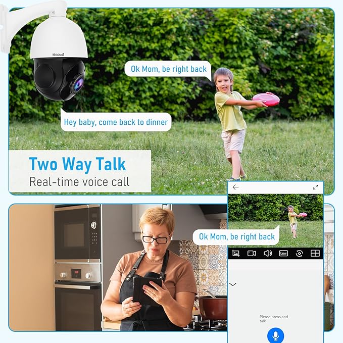 JideTech 200X Hybrid Zoom 4K 8MP Outdoor PTZ IP PoE Security Camera, Auto Tracking Dome Surveillance Camera, Human/Vehicle Detection, 492ft IR Night Vision, Two-Way Talk, IP66, for RTMP,Blue Iris