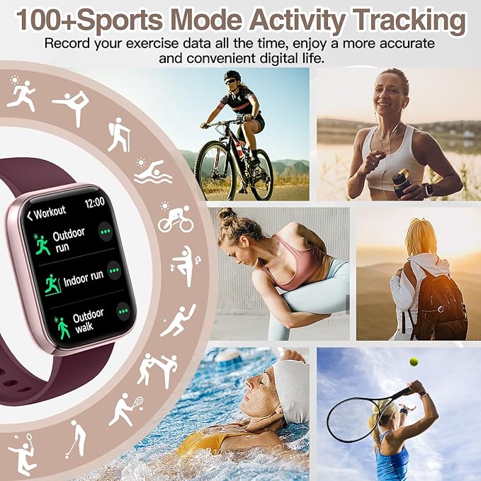 Smart Watch for Women Men with Bluetooth Call, Alexa Built-in Smartwatch, 1.83"DIY Dial Fitness Watch with Sleep Heart Rate Monitor, 110+ Sport Modes, IP68 Waterproof Watch Compatible with Android iOS