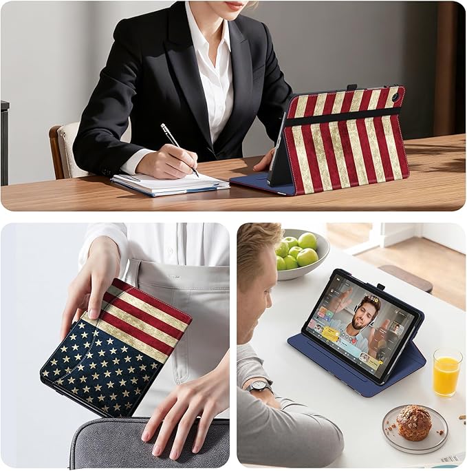 Fintie Case for Samsung Galaxy Tab A9 Plus/A9+ 5G 11 Inch 2023 Model (SM-X210/X216/X218), Multi-Angle Viewing Smart Stand Back Cover with Pocket Auto Wake/Sleep, US Flag