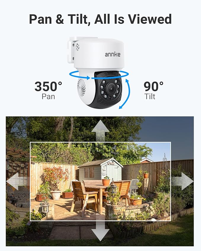 ANNKE 1080P 2MP AHD CCTV Home Surveillance Dome PT Wired Camera with 350° pan and 90° tilt, 100ft IR Night Vision, IP65 Weatherproof Security Add–On Cam for Outdoor Use, Wide Compatibility - APT200