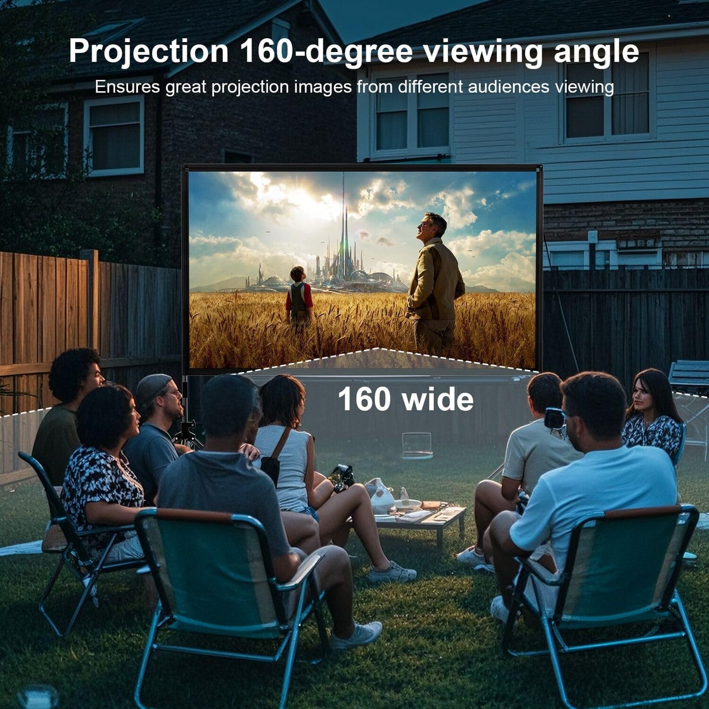 Projector Screen with Stand,DUYIKJ 120 inch Portable Outdoor Indoor Projector Screen Rear Front Projection Screen Lightweight Movie Screen16:9 4K HD with Four-Legged Frame Carry Bag for Home Theater