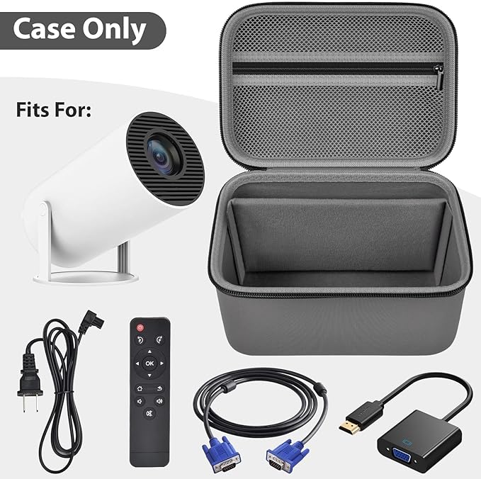Mini Projector Case Compatible with Magcubic HY300 Pro+ / HY300PRO for ENUOSUMA for Alwtniet Portable Projector 4K 1080P Support, Storage Holder Organizer for Accessories - Dark Gray (Bag Only)