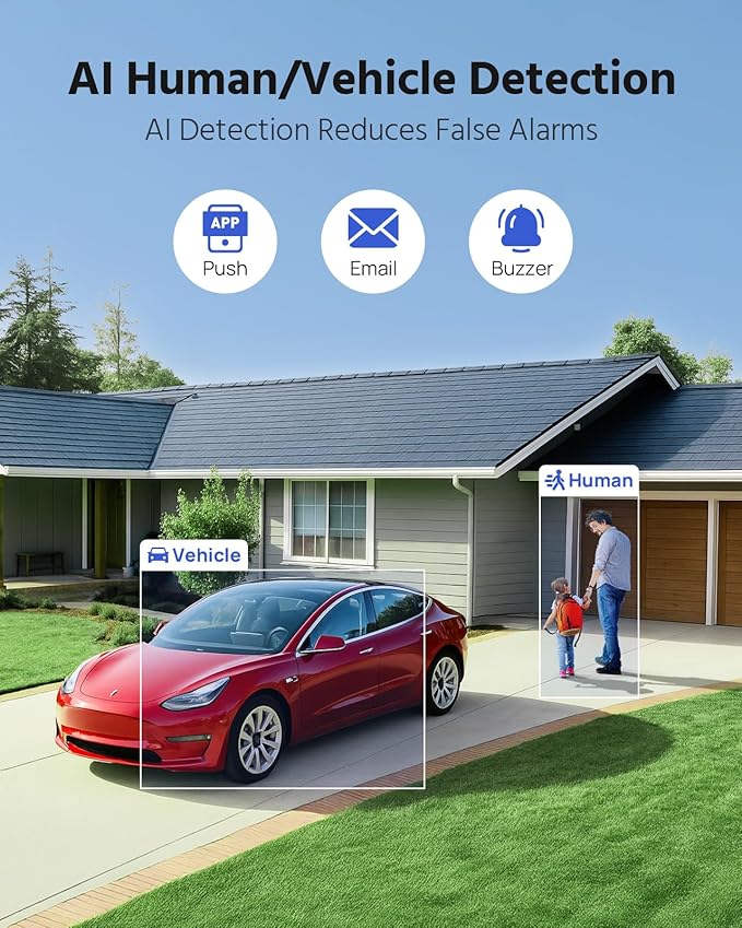 ANNKE 3K Two-Way Audio Security Camera System, 8CH 3K Lite H.265+ DVR with AI Human/Vehicle Detection, 4X 5MP/3K CCTV Wired Cams with Color Night Vision, 1TB HDD for Home Surveillance 24/7 Recording