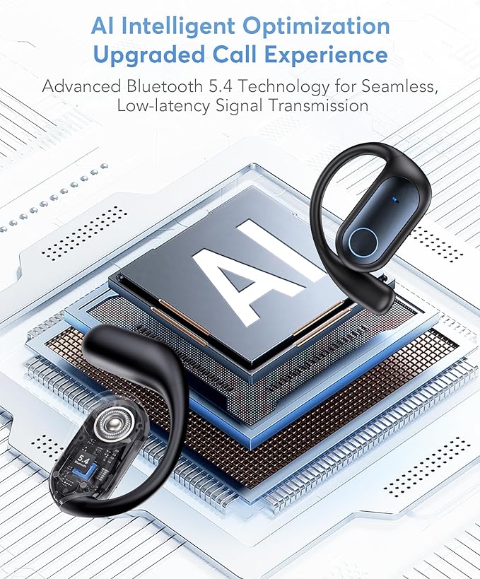 AI Translation Earbuds, Bluetooth 5.4 OWS Headphones with LCD Touch Screen, Real-Time Translator for 144 Languages & Accents, Audifonos Traductores Inglés Español, Ideal for Travel Business Learning