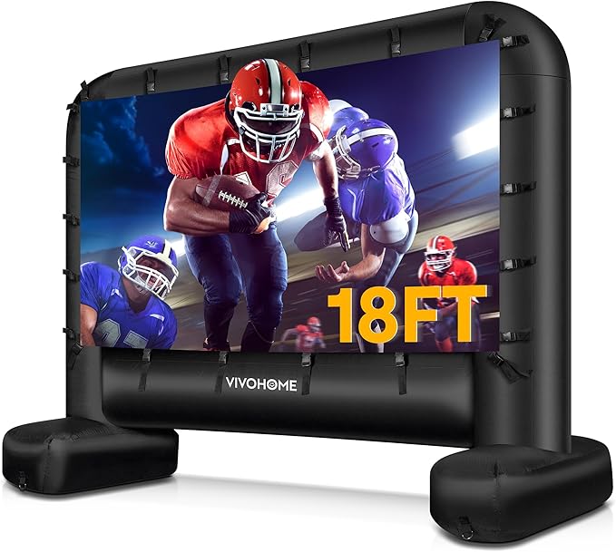 VIVOHOME 18 FT Inflatable Projector Screen for Outside, Blow Up Movie Screen Outdoor Use, Mega Large TV Screen with Carry Bag for Backyard, Tube Leg Support