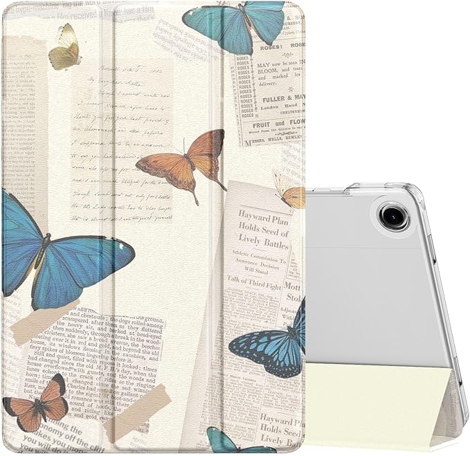 MoKo Case for Galaxy Tab A9+/A9 Plus 11 inch 2023, Slim Stand Protective Smart Cover with Hard PC Translucent Back Shell for Tab A9 Plus Tablet (SM-X210/X216/X218), Auto Wake/Sleep, Vintage Butterfly
