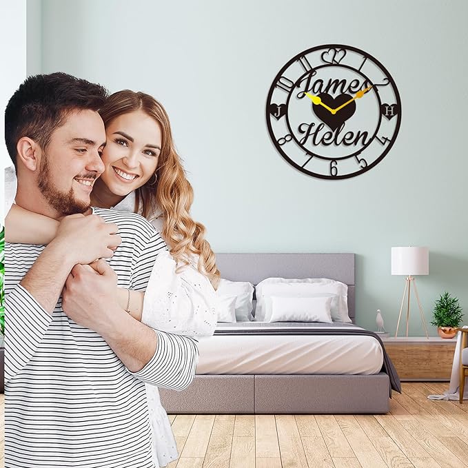 Personalized Metal Clock Sign, Custom Metal Clock,Personalized Gift, Black Gold and Silver Color Options, Housewarming Gift, Living Room Decor