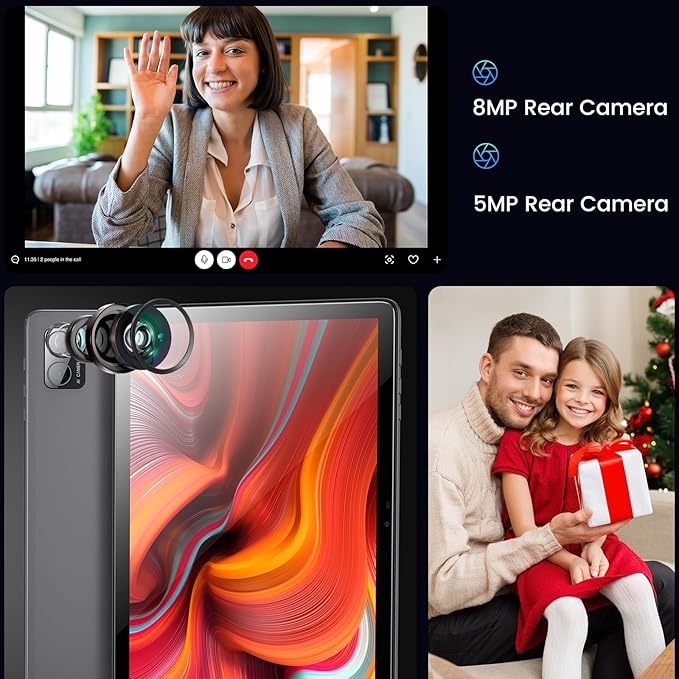Azeyou Tablet 10.1 inch, Android 14 Tablet, 8GB 128G Computer Tablets, Octa Core Processor 6000mAh Battery, 1280x800 IPS Touch Screen, 5+8MP Dual Camera, Bluetooth,GMS, WiFi (Metal Gray)