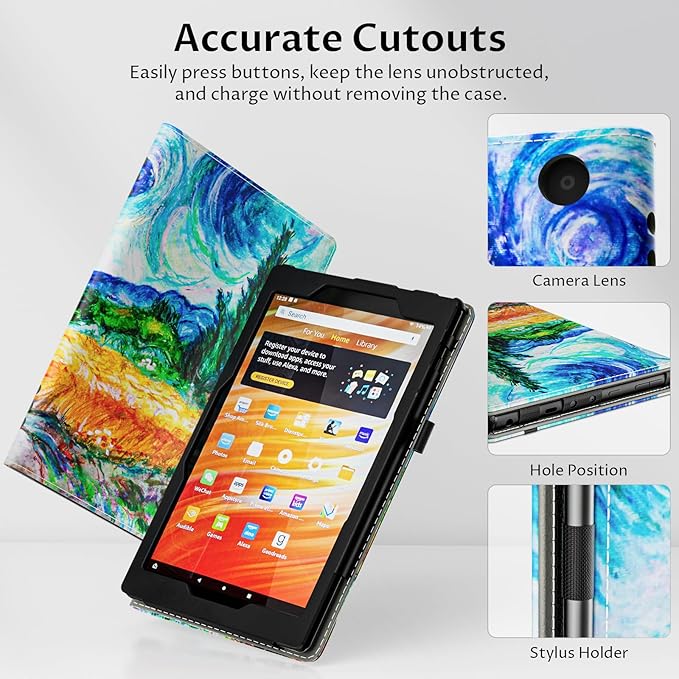 VORI Case for All-New Amazon Kindle Fire HD 10 Tablet (13th/11th Generation 2023/2021 Release) and Fire HD 10 Plus - Slim Folding Stand Folio Cover with Auto Wake/Sleep & Hand Strap, Wheatfield