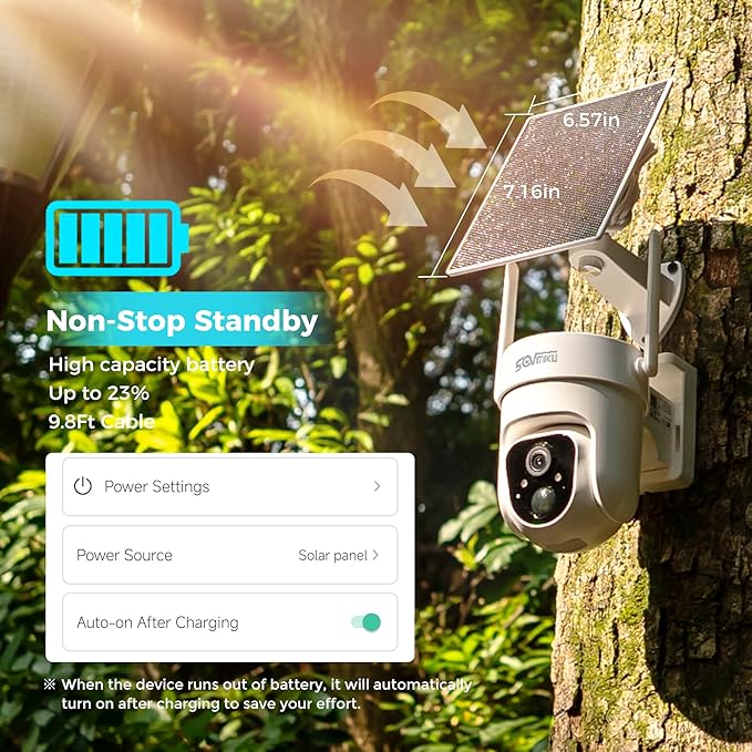 Vicohome CQ4 2K AI Solar Security Camera Wireless Outdoor,Battery Powered Cam, Color Night Vision,Two Way Audio, Motion Detection, Easy to Setup,Audible Flashlight Siren 180 Days Exchange Policy
