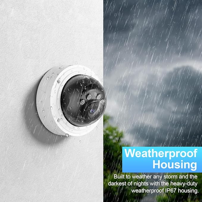 Vandal-Proof Dome PoE Camera 5MP, Outdoor Security Surveillance Camera, Motorized Lens 2.8~12mm, Night Vision Up to 120ft, Built-in Mic, Human/Vehicle Detection, No PT Supported, IND5GR57Z