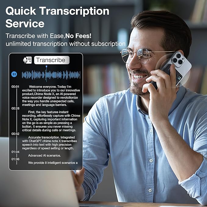 AI Voice Recorder, Voice Recorder with No Fee for Transcribe & Summarize Empowered by ChatGpt, App Control, Support 107 Languages,64GB Memory,Audio Recorder for Lectures/Meetings/Calls/Interview