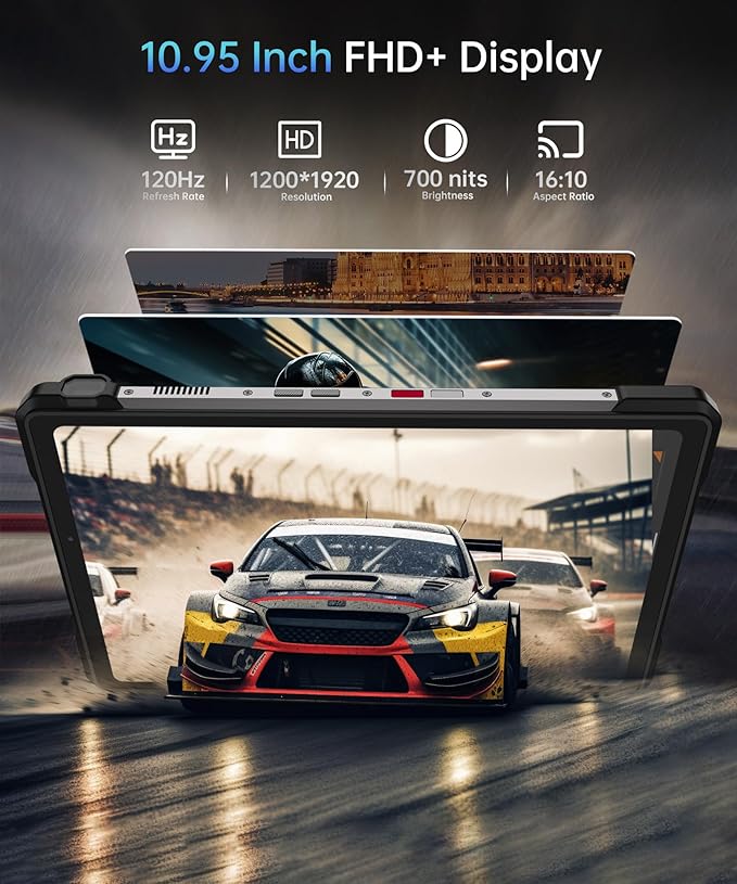 8849 Tank Pad E Tablet Android 14, Dual 4G 10.95'' Rugged Projector Tablet 24GB RAM, 21000mAh Octa-core Waterproof Outdoor Unlocked Tablets 512GB ROM, 50MP+32MP Camera, Camping Light/WiFi/BT 5.3/GPS