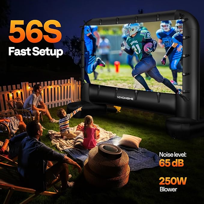 VIVOHOME 16 FT Inflatable Projector Screen for Outside, Blow Up Movie Screen Outdoor Use, Mega Large TV Screen with Carry Bag for Backyard, Tube Leg Support