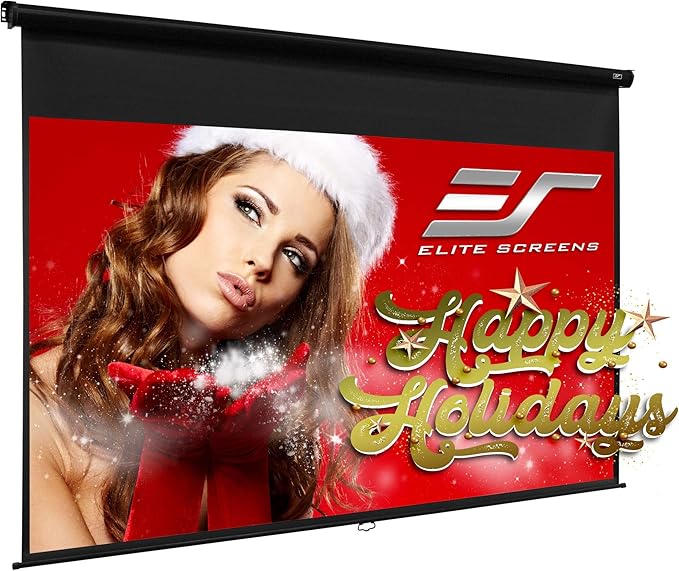 Elite Screens Manual Pull Down Projector Screen 110-INCH Home Movie Cinema Gaming Office Presentation, ISF Certified, Auto-Lock Mechanism, 4K / 8K 3D Ultra HDR HD Ready, M110H