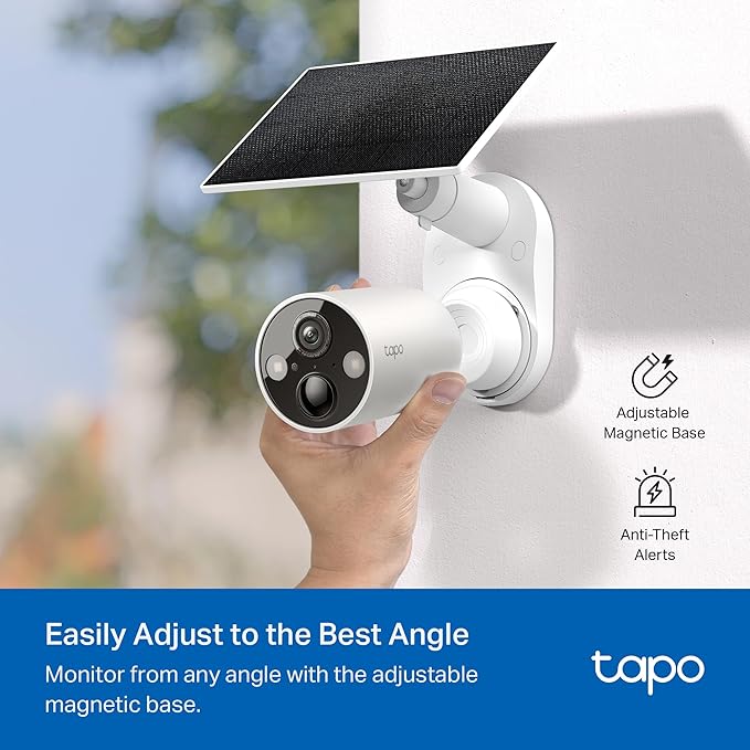 Tapo MagCam 2K Solar, Outdoor Battery Camera+Magnetic Base+Solar Panel, Wireless Camera, 2K QHD, 150° Super-Wide FOV, Free Person/Vehicle/Pet Detection, SD/Cloud Storage, Starlight Color Night Vision