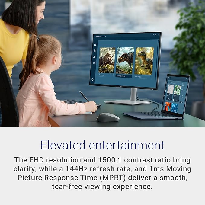 Dell 27 Plus Monitor - S2725HSM - 27-inch FHD (1920x1080) 144Hz 1ms Display, 2 x 3W Speakers, HDMI Connectivity, Height/Tilt/Pivot/Swivel Adjustability, AMD FreeSync - Ash White