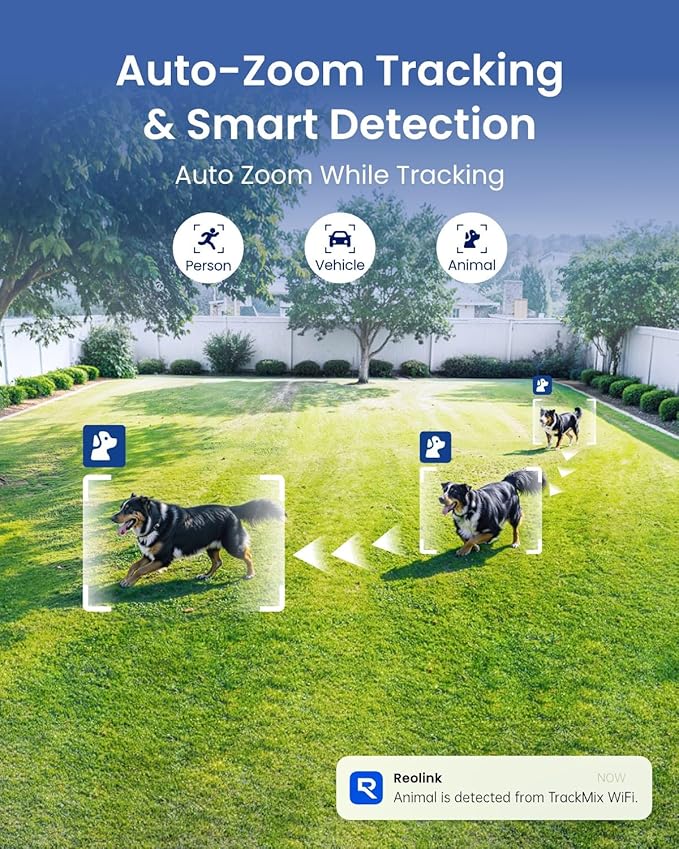 REOLINK 4K Wired WiFi Outdoor Security Camera, 8MP Dual Lens, 360 PTZ Camera, Auto Tracking, 2.4/5GHz Wi-Fi Smart Person/Vehicle/Animal Detection, 6X Hybrid Zoom, Color Night Vision, TrackMix WiFi