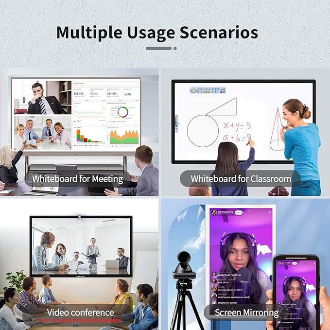 65 inch Interactive Touchscreen Monitor, Smart Board with 4K Display, Win-10 Electronic Whiteboard Touch Screen PC for Office and Classroom, Core i5 RAM 4G & ROM 128G