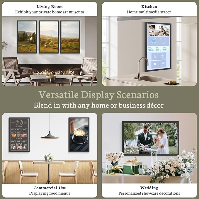BSIMB Large Digital Picture Frame 27 Inch, 1920x1080 FHD WiFi Digital Photo Frame Electronic 32GB Display, Wall Mount Included, Share Pictures/Videos via App Easy Setup Gifts for Mom(Non-Touch), Black