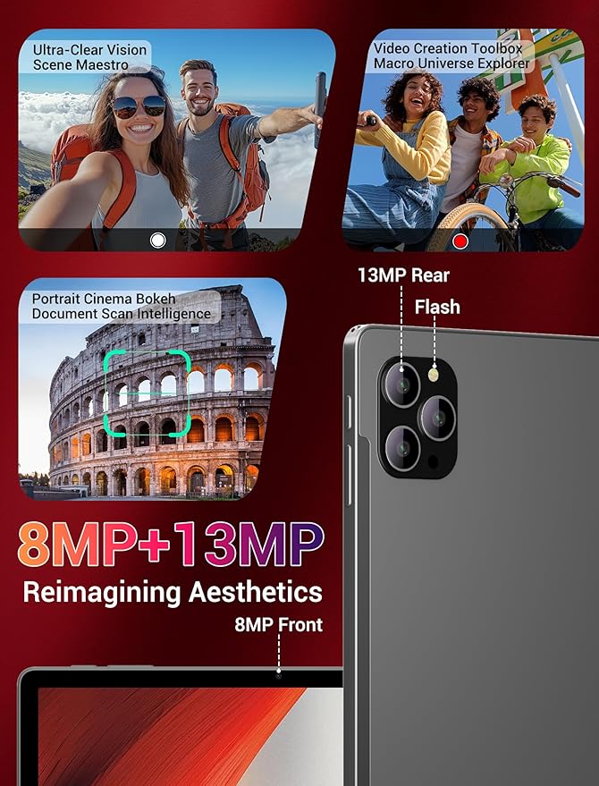 2025 Android 15 Tablet 11 Inch with Keyboard Stylus Mouse: 2K IPS Tablette (2000x1200) 丨Widevine L1,36GB+256GB(1TB TF), 5G/2.4G WiFi, 8-Core, 8000mAh,8+13MP, AnTuTu 255K丨GMS丨FCC丨CE- Gray
