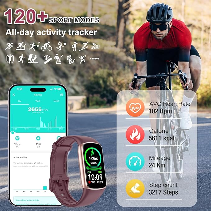 Fitness Tracker Step Counter with 24/7 Heart Rate Blood Oxygen Sleep Monitor, 1.47'' AMOLED Touch Color Screen Fitness Watch, Smart Watches for Women Men