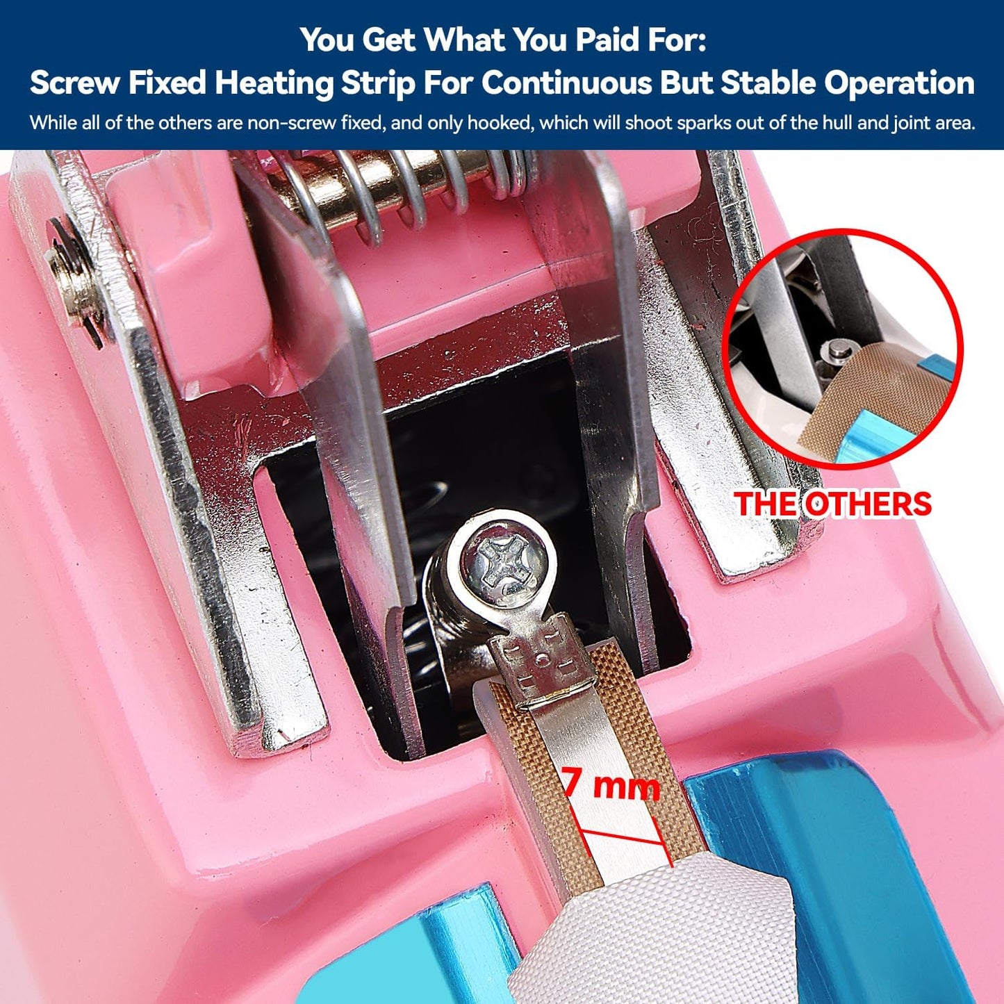Sealer Pro, 12-inch Super Impulse Heat Bag Sealer, 7-mm Sealing System with Patent for Never Burn Out, Antioxidant Aluminium Shield, Copper Transformer, Built-in Fuse Safety System, Pink