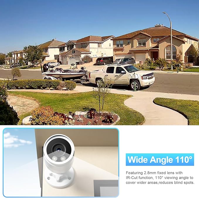 PoE Camera 4MP, Outdoor IP67 Bullet Security IP Camera, Smart Dual Light Full Color Night Vision, Built-in Mic, 2.8m Lens 110° Angle Viewing, Human/Vehicle Detection, INB4FD38F (White)