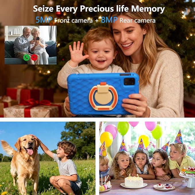 Kids Tablet, 10 inch Android 15 Tablet for Kids, 20GB RAM 128GB ROM Octa-Core 6000mAh Battery Childs Tablets with Shockproof Case, Bluetooth, WiFi, Parental Control, Dual Camera, GPS