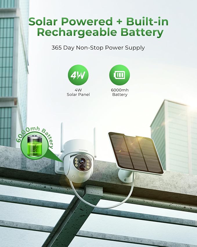 CAMCAMP Solar Security Cameras Wireless Outdoor with 10" Monitor, 10CH NVR 2K Solar Home Security Camera System with 360° Color Night Vision,2-Way Audio,500GB Local Storage,No Monthly Fee,No Need WiFi