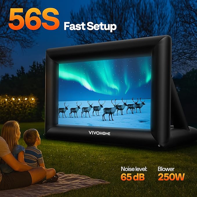 VIVOHOME 16 FT Inflatable Projector Screen for Outside, Blow Up Movie Screen Outdoor Use, Mega Large TV Screen with Carry Bag for Backyard, Triangular Back Support