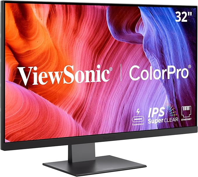 ViewSonic VP3276T-4K 32 Inch 4K UHD IPS Docking Monitor with Thunderbolt 4, Advanced Ergonomics, 100% sRGB Rec 709, Pantone Validated, USB C, HDMI, and DisplayPort Inputs for Home and Office